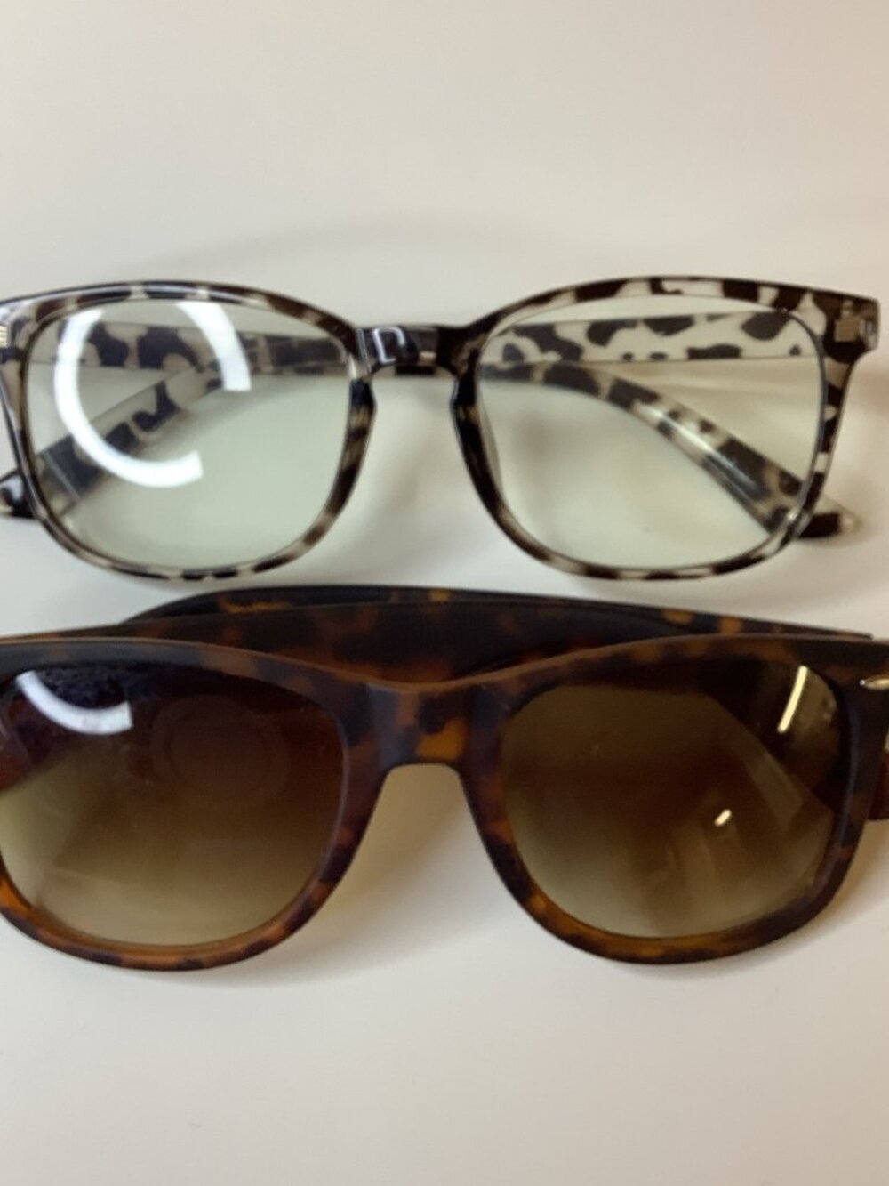 2 Pairs-Tortoise Shell Lightweight Women's Sunglasses & Fashion Glasses, Used